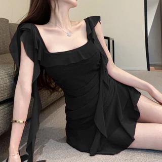 💞Sexy Love💞ชุดเดรส ชุดเดรสผู้หญิง รัดรูป สะโพก ใส่เที่ยว ทรงสวย ชีฟอง ผ้าสปัน คอเหลี่ยม ส่งไวจากไทย