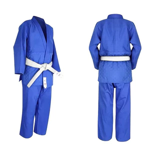 (ส่งด่วน)ชุดยูนิฟอร์มยูโด ครบเซ็ต Judo/Jujitsu ยูยิตสู สีขาว-น้ำเงินผ้าฝ้าย หนา 480g ไซต์ 110-190 cm