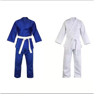 (ส่งด่วน)ชุดยูนิฟอร์มยูโด ครบเซ็ต Judo/Jujitsu ยูยิตสู สีขาว-น้ำเงินผ้าฝ้าย หนา 480g ไซต์ 110-190 cm