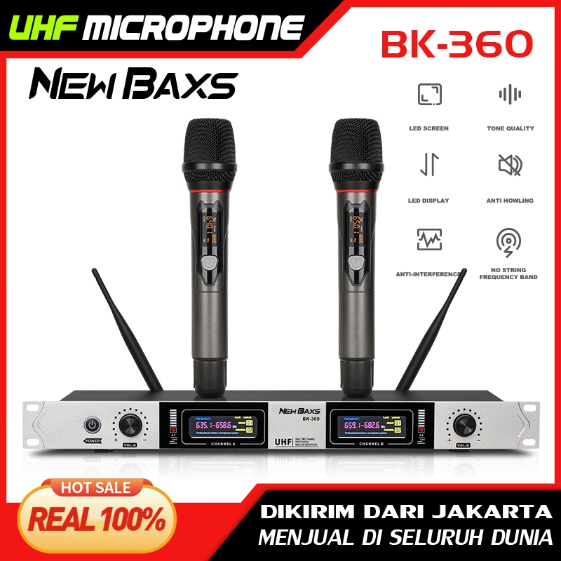 NEW BAXS BK360 ไมโครโฟนไร้สาย,ไมโครโฟนลอยน้ำ ชุด,UHFสาย Wireless Microphone,150M ไมโครโฟนโลหะ KTV ปาร์ตี้ ไมค์