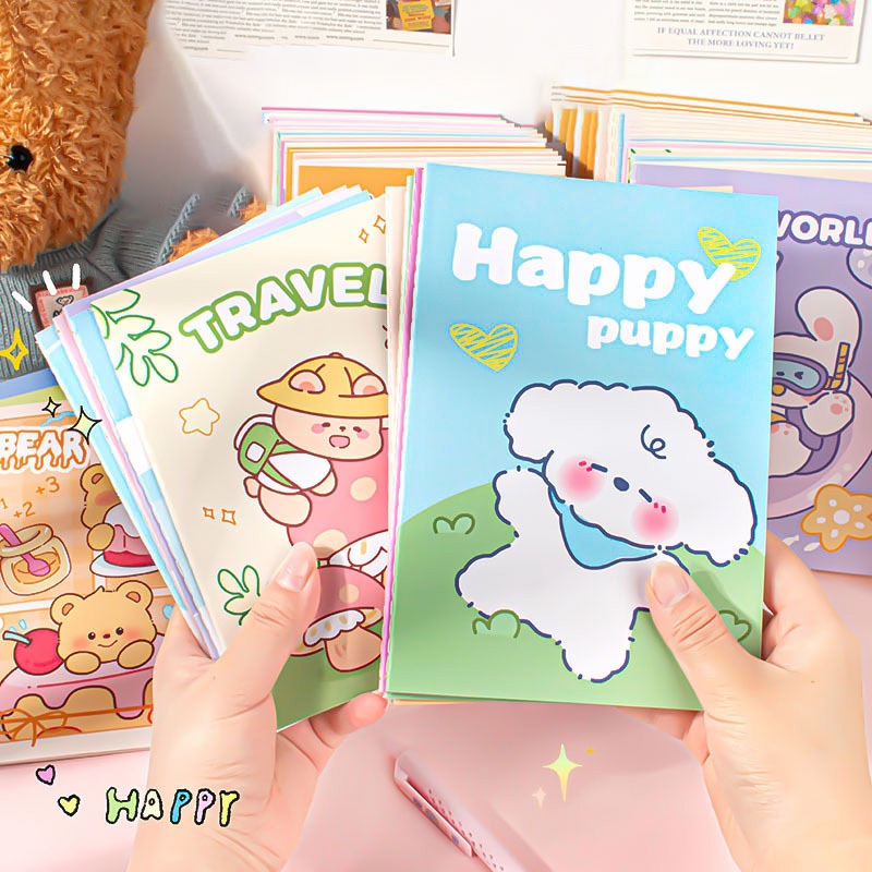 ❤สมุดบันทึก (มีเส้น) สมุดโน๊ต ขนาด A5ลายการ์ตูนน่ารัก 1แพ็ค5เล่ม อุปกรณเครื่องเขียน - รูปที่ 2
