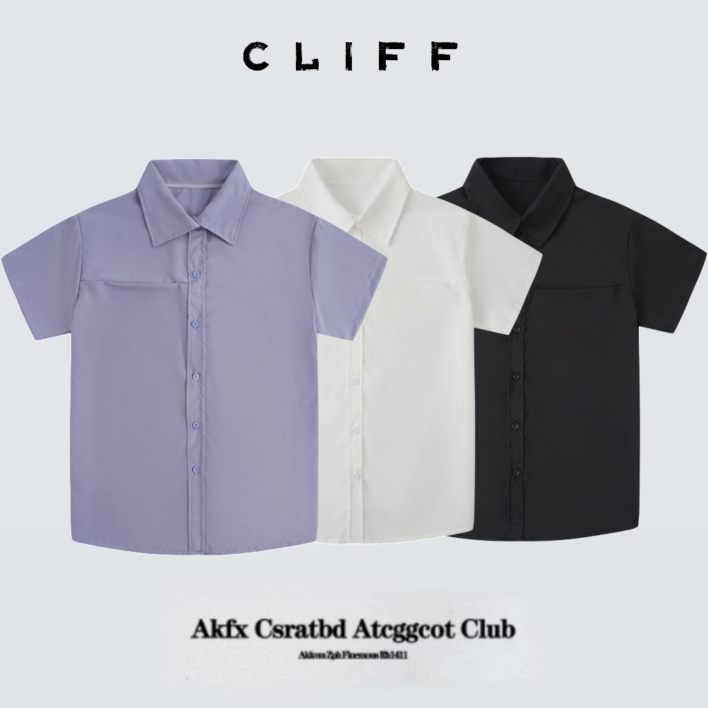 CLIFF เสื้อเชิ้ตแขนสั้นผู้ชาย สีล้วน แฟชั่นเรียบง่าย สไตล์ญี่ปุ่นแมทช์ลุคง่าย ความรู้สึกระดับสูง