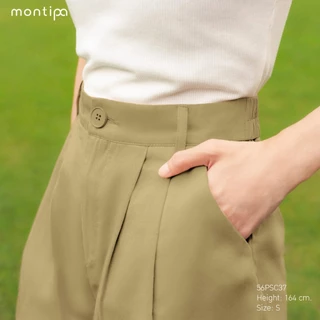 Montipa กางเกงขาสั้น ซิปหน้า เอวสม็อคด้านหลัง ผ้า Comfort 56PHC37