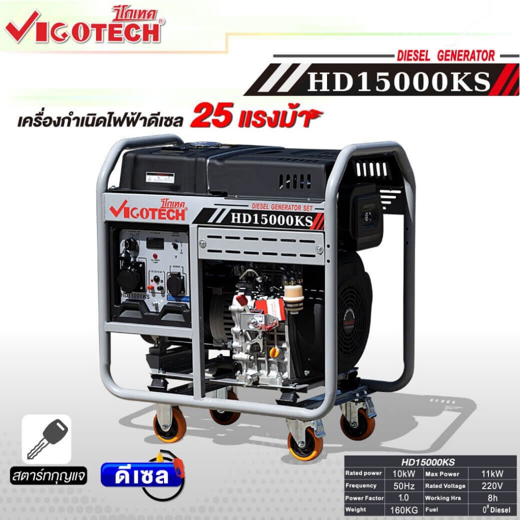 เครื่องปั่นไฟ ดีเซล 10,000 วัตต์ HD15000KS
