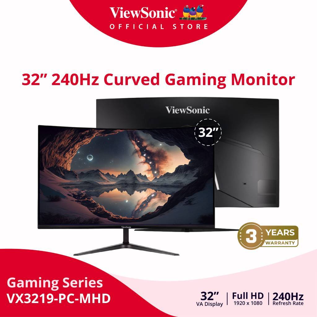ViewSonic Gaming Monitor VX3219 PC MHD / 32” / 240Hz / Curved / 1ms (จอเกมมิ่ง,จอคอมเล่นเกมส์)