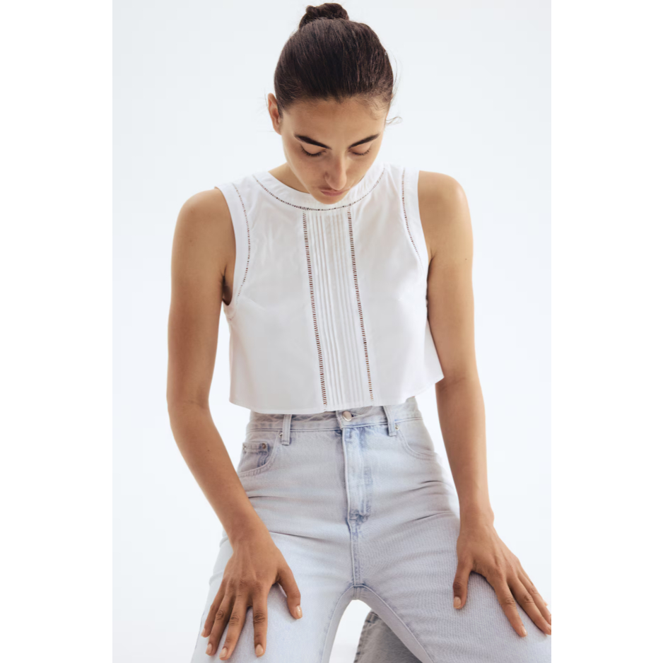 H&M(เอชแอนด์เอ็ม) เสื้อเบลาส์แขนกุด ดีเทลผูกเชือก ผู้หญิง 1267536_1