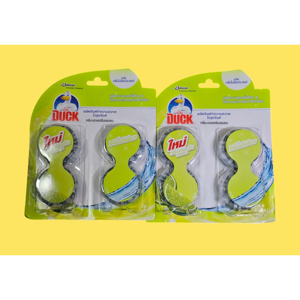 เป็ด ก้อนดับกลิ่น โถสุขภัณฑ์ กรีนเลม่อน 38 กรัม บรรจสี่ก้อน Duck in Tank Toilet Cleaner Green Lemon