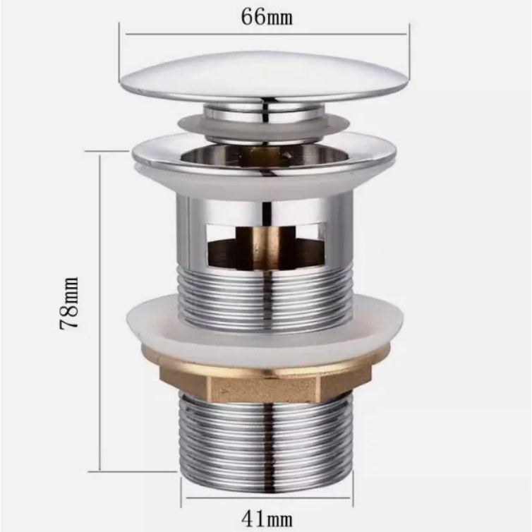 BathMate Solutions สะดืออ่างล้างหน้าป็อปอัพแบบมีรูระบายน้ำล้น สะดืออ่างน้ำกดกระเด้ง สะดืออ่างทองเหลื