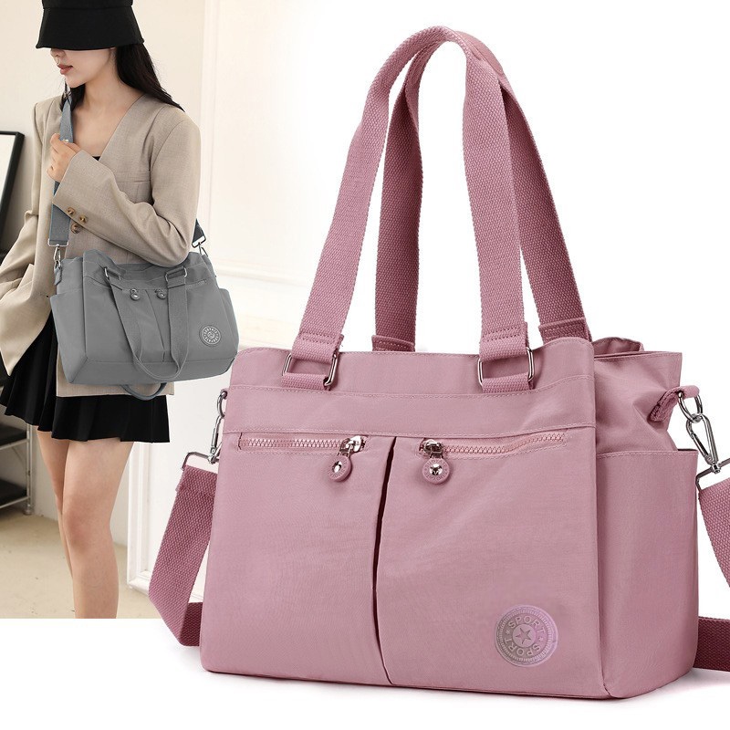 กระเป๋าสะพายข้าง กระเป๋าเดินทาง หลายช่องการใช้งาน ปรับระดับสายได้ สำหรับผู้หญิง เรียบง่าย ผ้าไนลอน