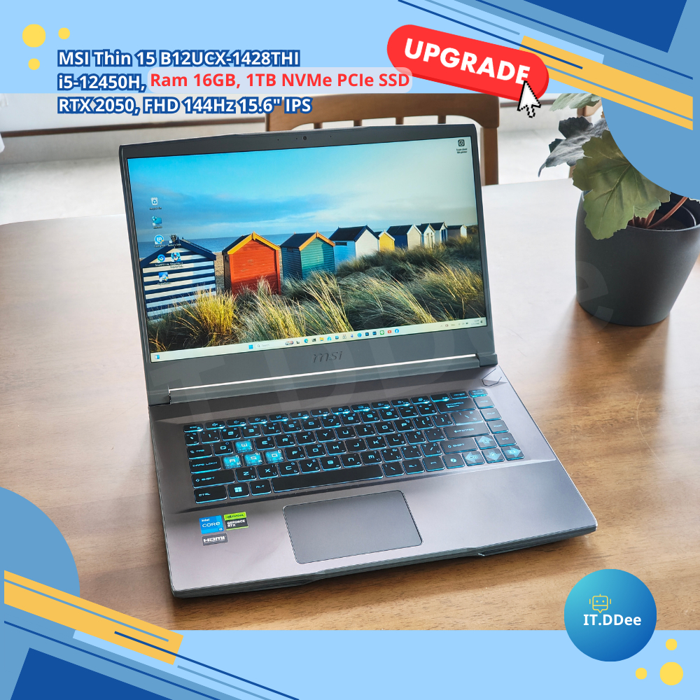 MSI Thin 15 B12UCX-1428TH **อัปแรมกับความจุ 1TB ให้เลยจ้า อายุสองเดือนเหมือนได้เครื่องใหม่ ประกันศูน