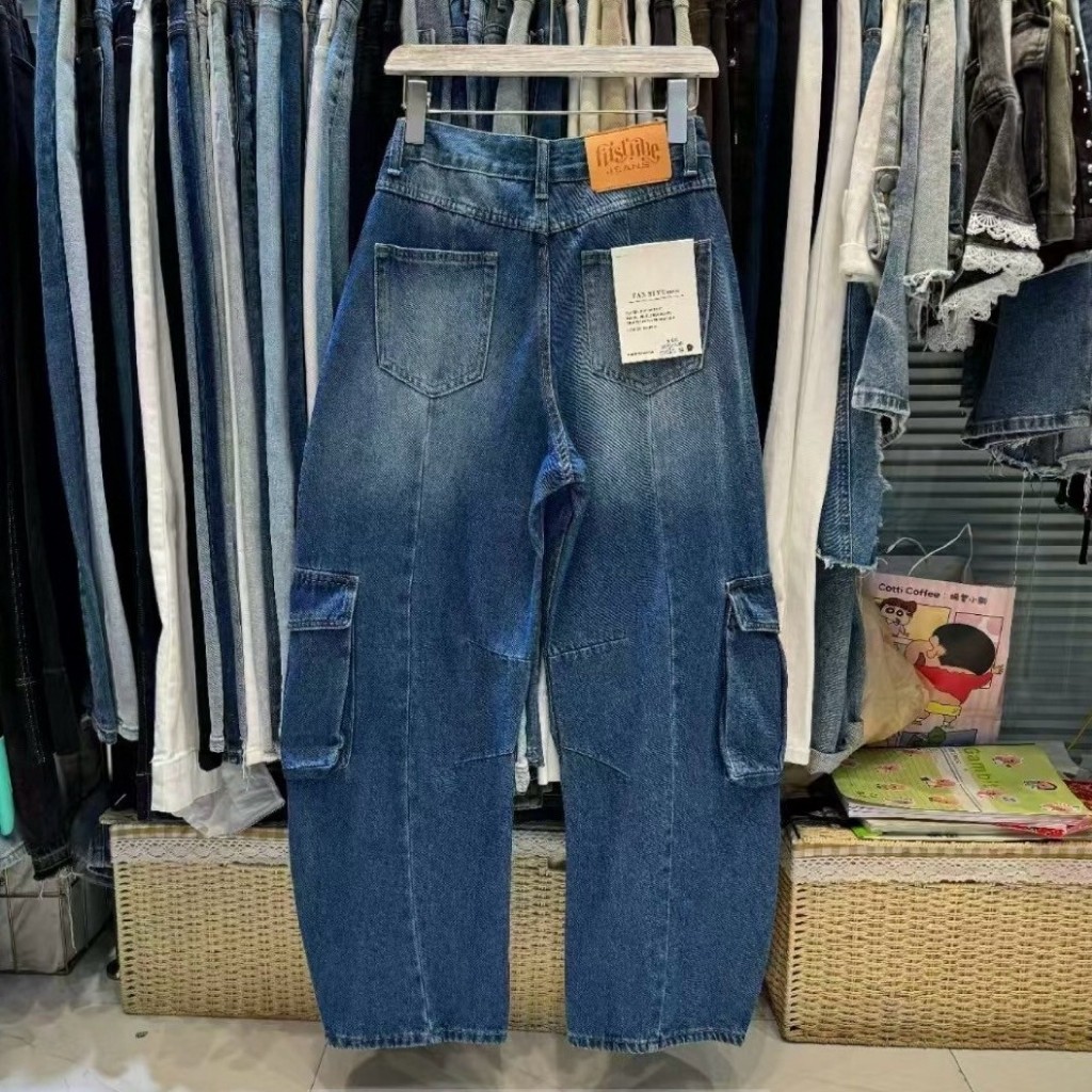 (พร้อมส่ง) Curve cut cargo jeans ยีนส์ขายาวทรงเย็บโค้งรุ่น 5593 TAG FSY 🇰🇷 - รูปที่ 4