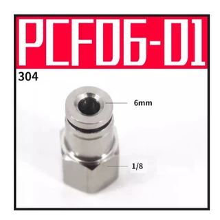 ข้อต่อลม ตรงเกลียวใน สแตนเลส 304 ข้อต่อฟิตติ้ง PcF 4 มม. 6 มม. 8 มม.