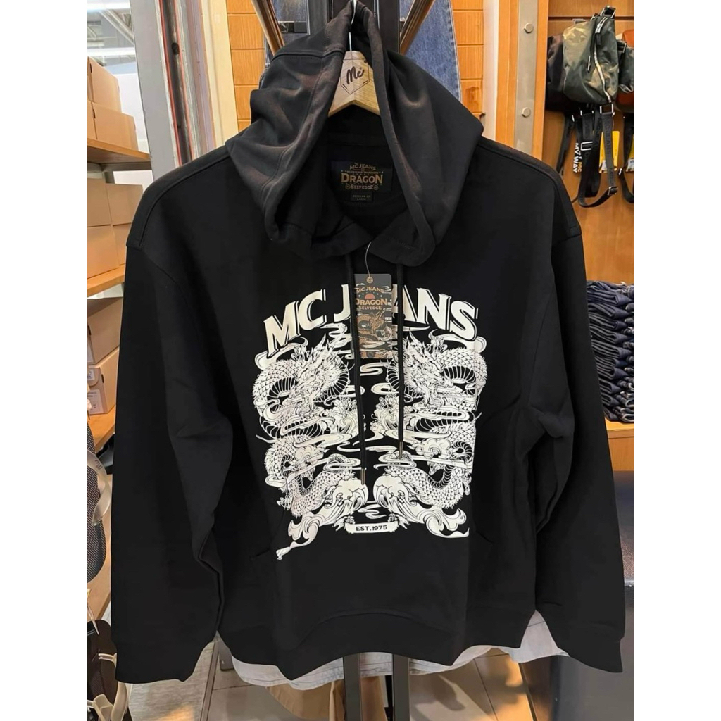 รุ่นฮิต ลายมังกร🖤เสื้อกันหนาว Mc jeans  แท้ 100 % | มีบริการเก็บเงินปลายทาง