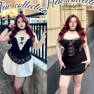 /TB/ เสื้อสาวอวบ มีไซส์อก40-50 ผ้าสเปนเด็กซ์ แต่งลูกไม้ สวย …