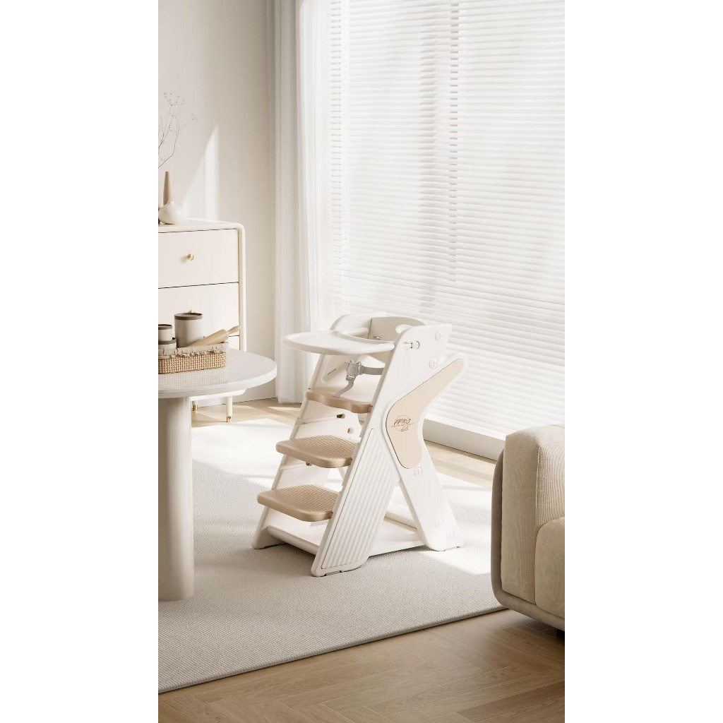 เก้าอี้ทานข้าวเด็ก พับได้ รุ่น PPMC Lightning Rabbit สีครีมเบจ