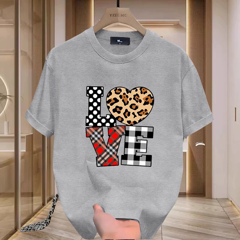 D1089เสื้อยืดแขนสั้น ใส่ได้ทั้งชายและหญิง ลายแฟชั่นสวย
