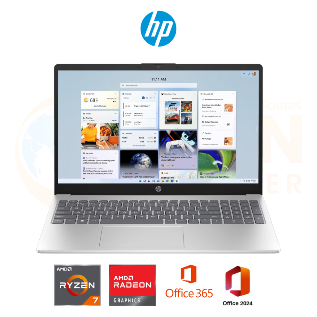 HP 15-FC0478AU NOTEBOOK (โน๊ตบุ๊ค) /AMD RYZEN7 5825U16GB / 512GB / WIN11+OFF+OFF365 / ประกันศูนย์ 2 