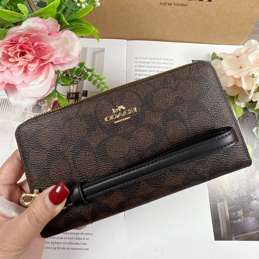 🎀 (สด-ผ่อน) CAO92 ลูกส้ม CA092 / C4452 CW778 LONG ZIP AROUND WALLET IN SIGNATURE CANVAS - รูปที่ 5