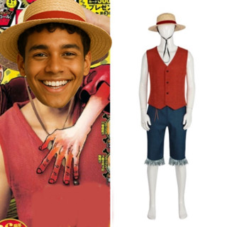 cp133 ชุด+หมวกฟาง คอสเพลย์ลูฟี่ วันพีช ไลฟ์แอคชั่น ภาคคนแสดง…