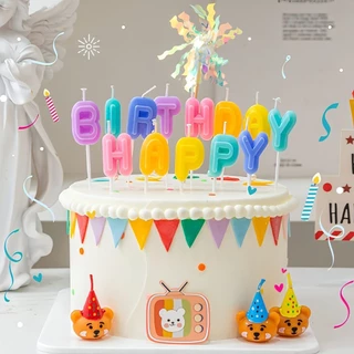 เทียนวันเกิด เทียนHappy Birthday แบบอักษรแยก อักษรติดกัน
