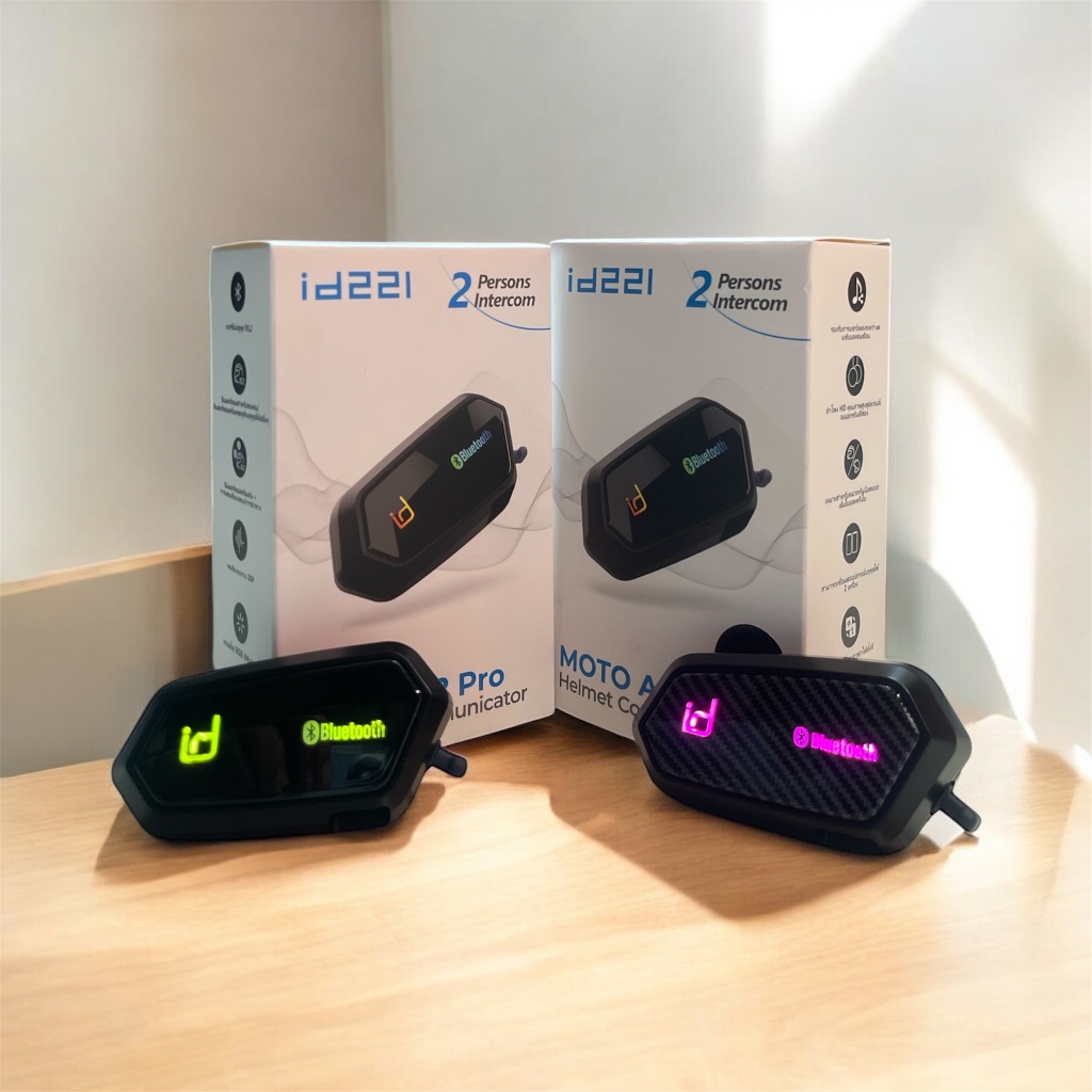 ใหม่ บลูทูธติดหมวก ID221 A2PRO -แชร์เพลงระหว่างคนขับและคนซ้อน -หลอดไฟRGBสีสันสุดคูล ดำ/คาร์บอน