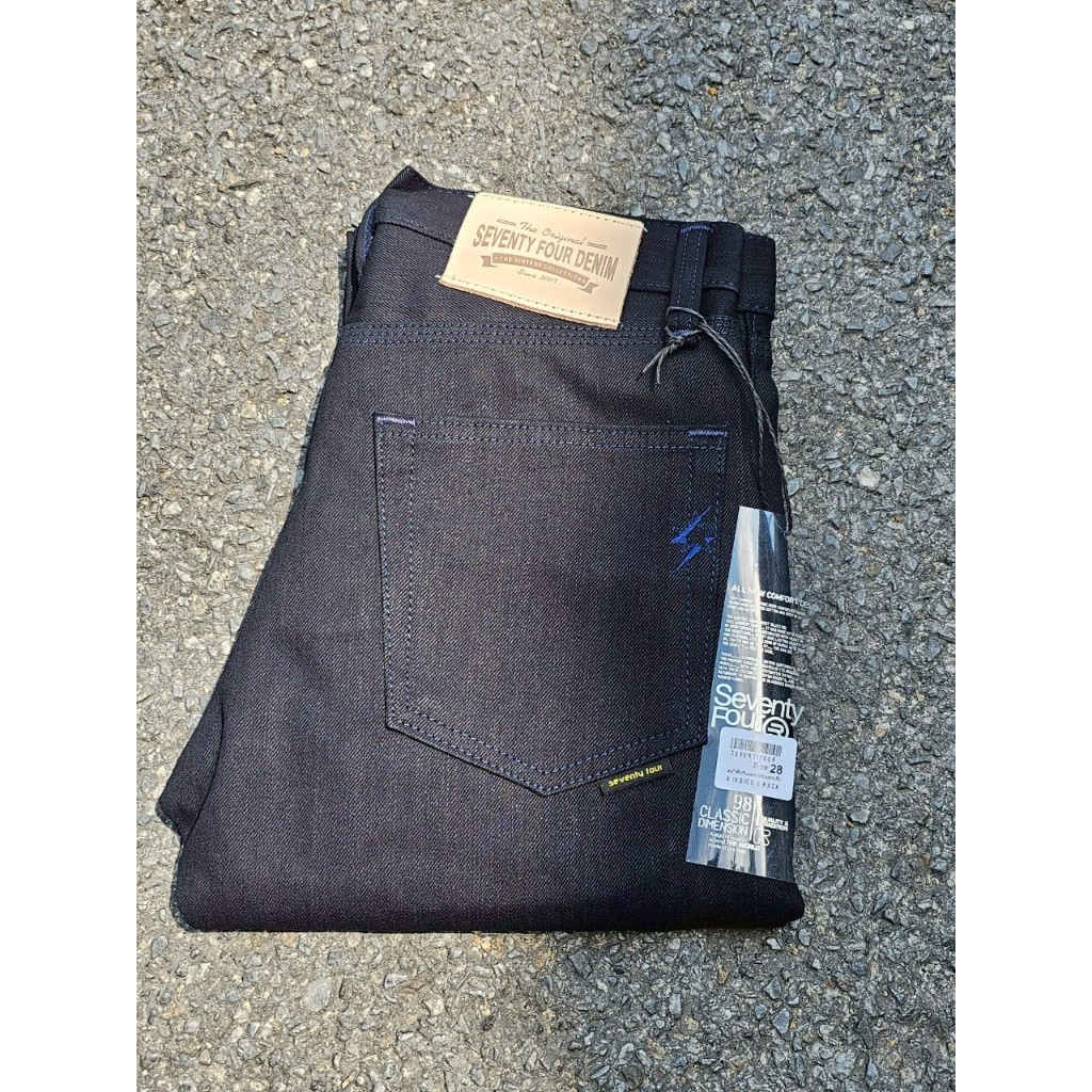 74 Denim 15Oz. สี Indigo x black กระบอกเล็ก,ตรง,ใหญ่ 750THB. รุ่น Gate to 74Denim 15Oz. ประตูสู่ 74 