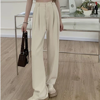 S-6XL กางเกงขายาวผู้หญิง เอวสูง ขากว้าง สูท สไตล์เกาหลี ผ้ายืด ไม่ยับง่าย | ส่งไวจากไทย