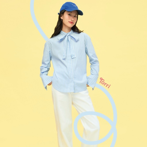 TORRI - Chloe Bow Shirt เสื้อเชิ้ต ผู้หญิง โอเวอร์ไซส์ คอผูกโบว์ ใส่ทำงาน ผ้าฝ้ายsuperfine