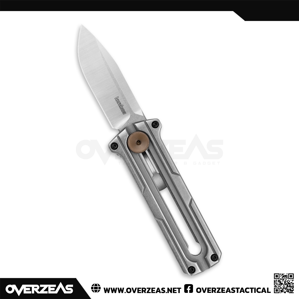 มีดพับกลไกแบบพิเศษ Kershaw Cybernet Manual Sliding Button Lock OTF Knife Steel (D2 2.4" Satin),2046