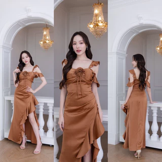 ชุดเดรส ชุดออกงาน ชุดราตรี FP067 สายเกลียวอ้อมแขน มีฟองน้ำ