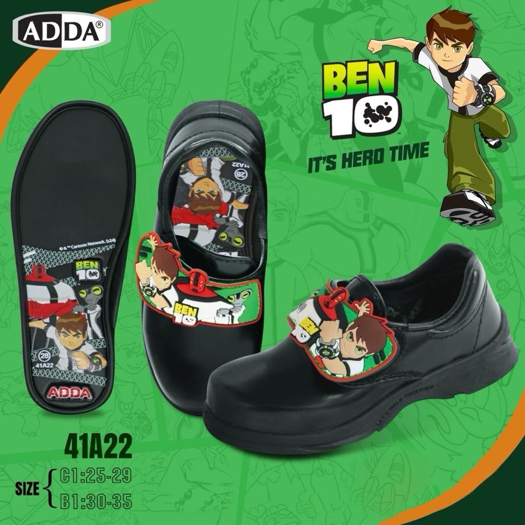 🍎ADDA รองเท้านักเรียน เด็กผู้ชาย🍎 สีดำ ลาย Ben10 รุ่น 41A17BC (ไซส์ 25-35)