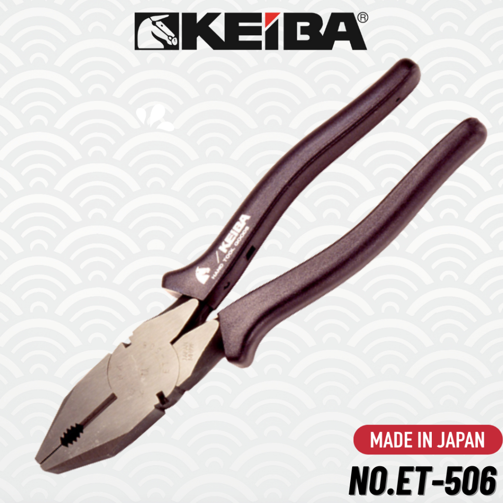 KEIBA คีมปากจิ้งจก 6" ด้ามดำ No.ET-506 ตัดลวด ตัดสาย จับชิ้นงาน