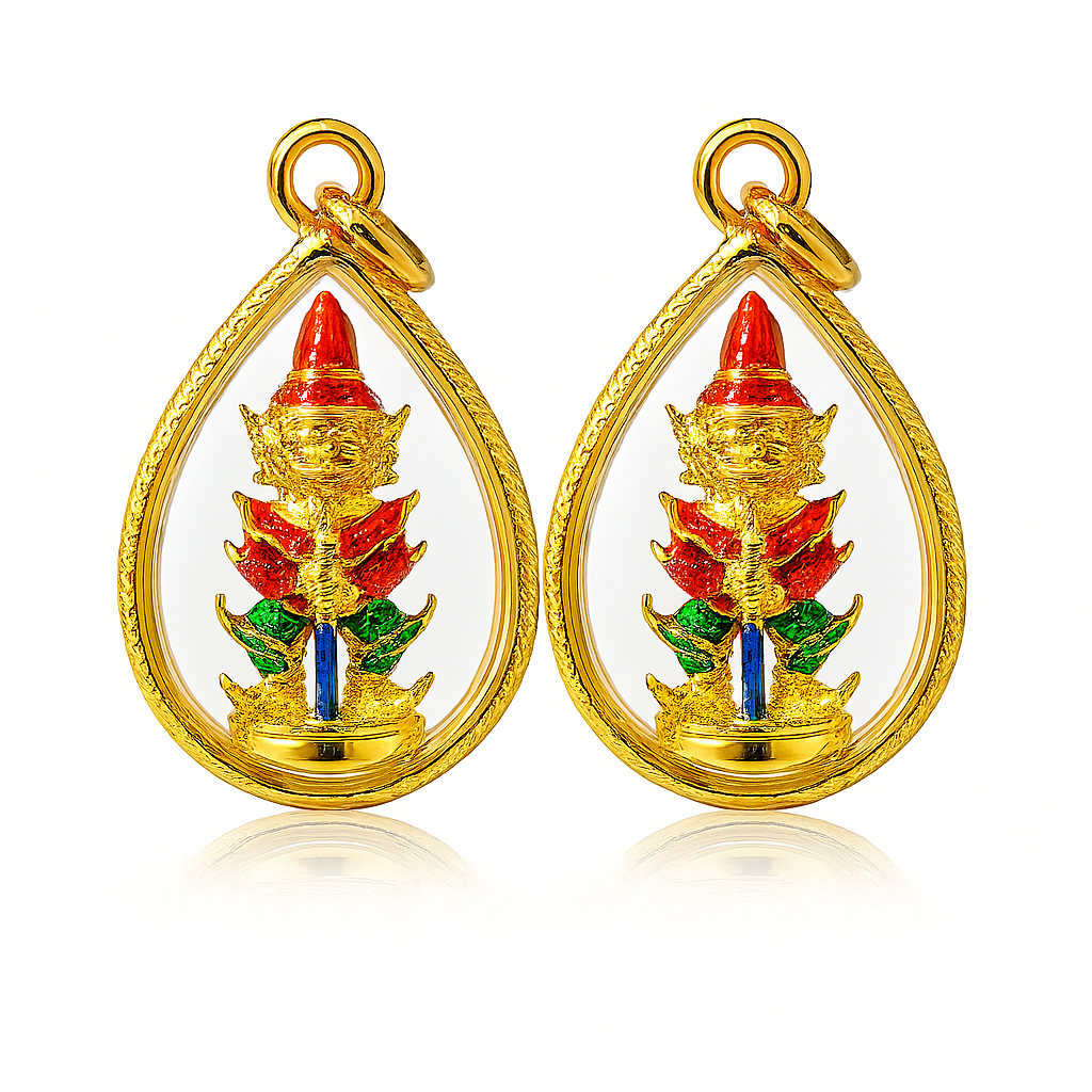 จี้ท้าวเวสสุวรรณ 2 หน้า ล๊อกเก็ต ชุบเศษทองแท้ ท้าวเวสสุวรรณ ท้าวกุเวร ท้าวไพสพ รุ่นแบ่งบูชา แก้ปีชง