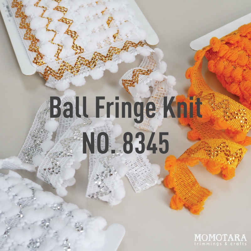 MOMOTARA No. 8345 เทปทอชายครุยลูกตุ้ม Ball Fringe Knits ขนาด 3.7 CM ยาว 18 หลา