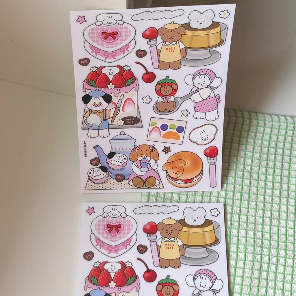 🍮 Petit Cafe 🩷 สติกเกอร์ PVC ใส ขนาด A6 ⭐️