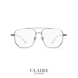 CLAIRE : (LU Silver) แว่นสายตาสั้น รุ่น Luna Silver แว่นกรองแสงสีฟ้า กันแดดUV ออกแดดเลนส์เปลี่ยนสี "เทาดำ" | Glasses
