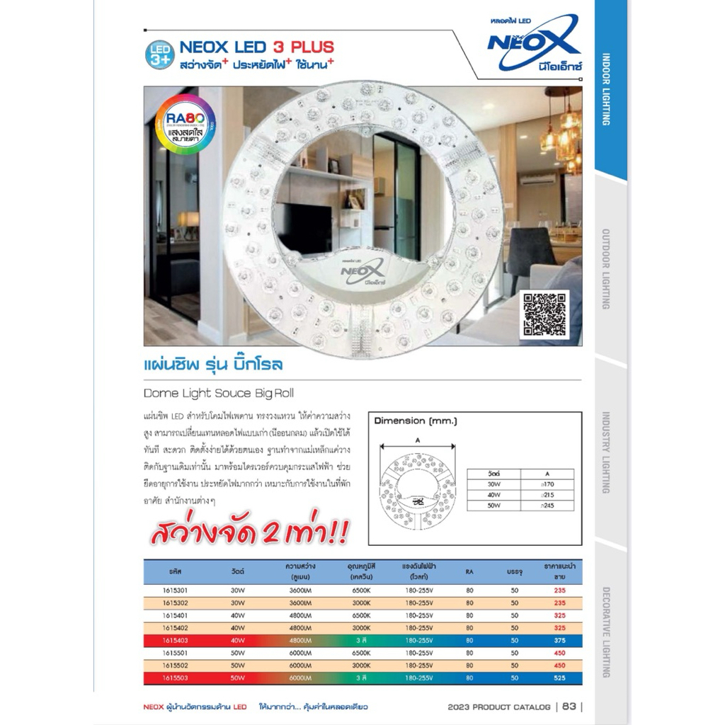 NeoX แผงไฟเพดานLED รุ่น บิ๊กโรล 40W/50W แสงขาว Daylight 6,500K ความสว่างสูง 4,800-6,000 ลูเมน ติดตั้งง่าย ประหยัดไฟ - รูปที่ 6