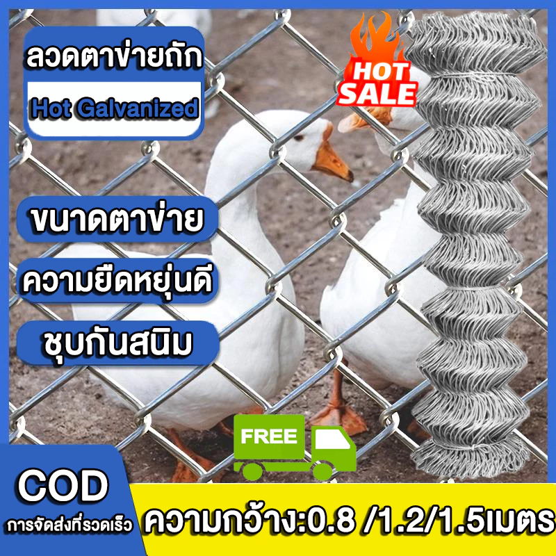 รั้วตาข่ายเหล็กถัก Chain link Fence ยาว10m ขนาดตา 2.5" ลวดตาข่ายเหล็กถัก ลวด 1.8mm 2.5mm ตาข่ายล้อมรั้ว ล้อมสวน