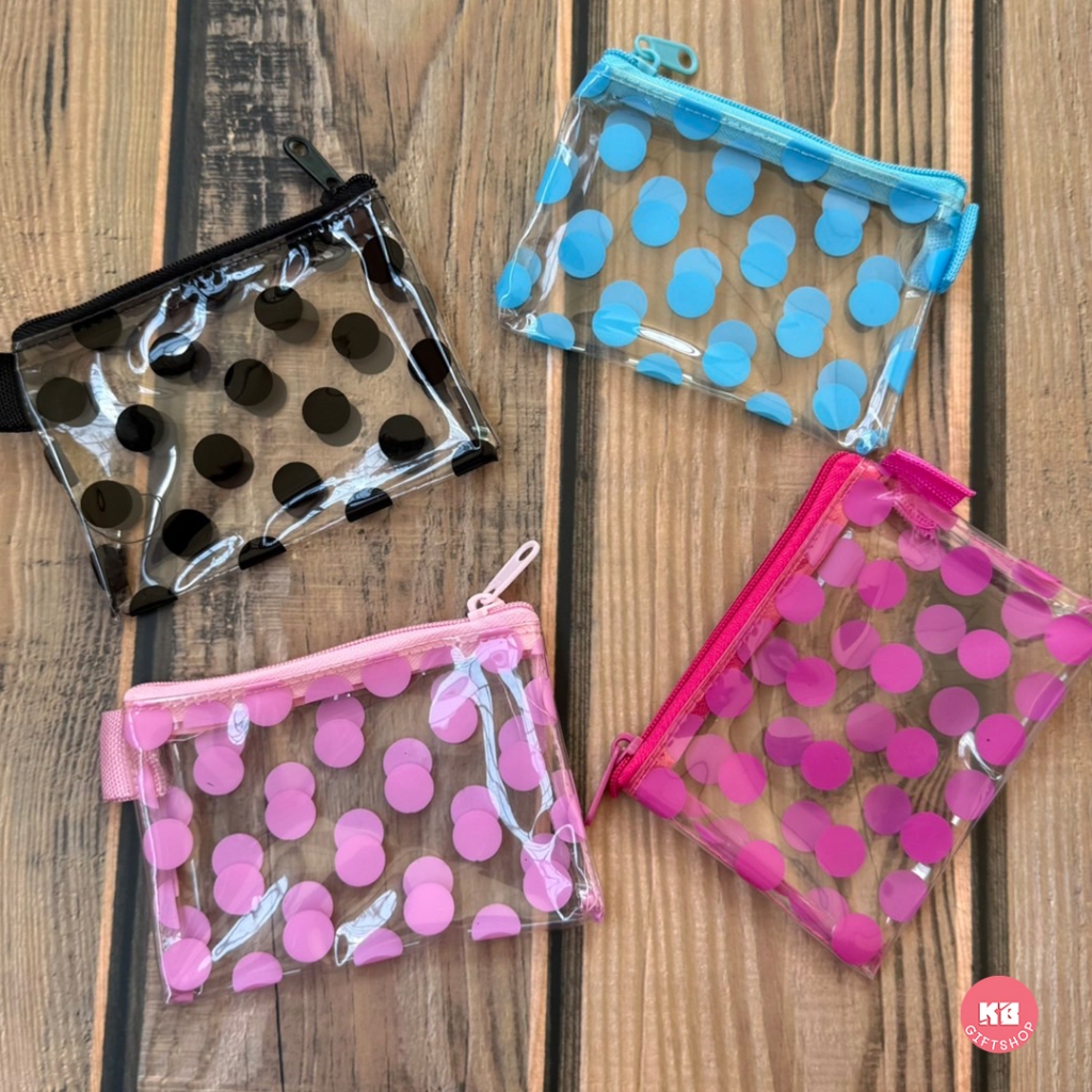 KB กระเป๋าใส่เหรียญ กระเป๋าสตางค์ ขายส่ง ยกโหล ของชำร่วย ของขวัญ แทนคำขอบคุณ คละสี 12ใบ ขนาด 3x4 นิ้ว พลาสติกใส พิมพ์ลาย - รูปที่ 3