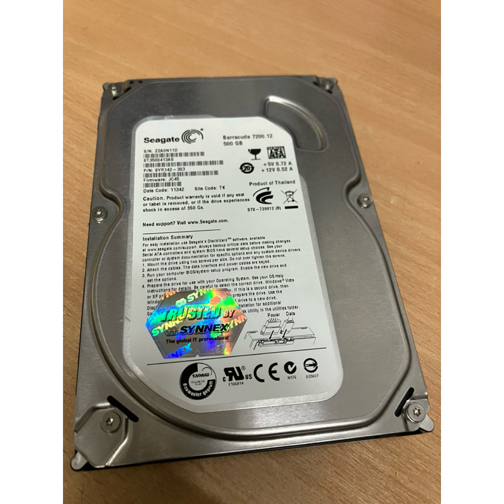 Harddisk PC 3.5" Seagate Baracuda 500GB 7200RPM [SN=N11D] มือสอง สภาพดี