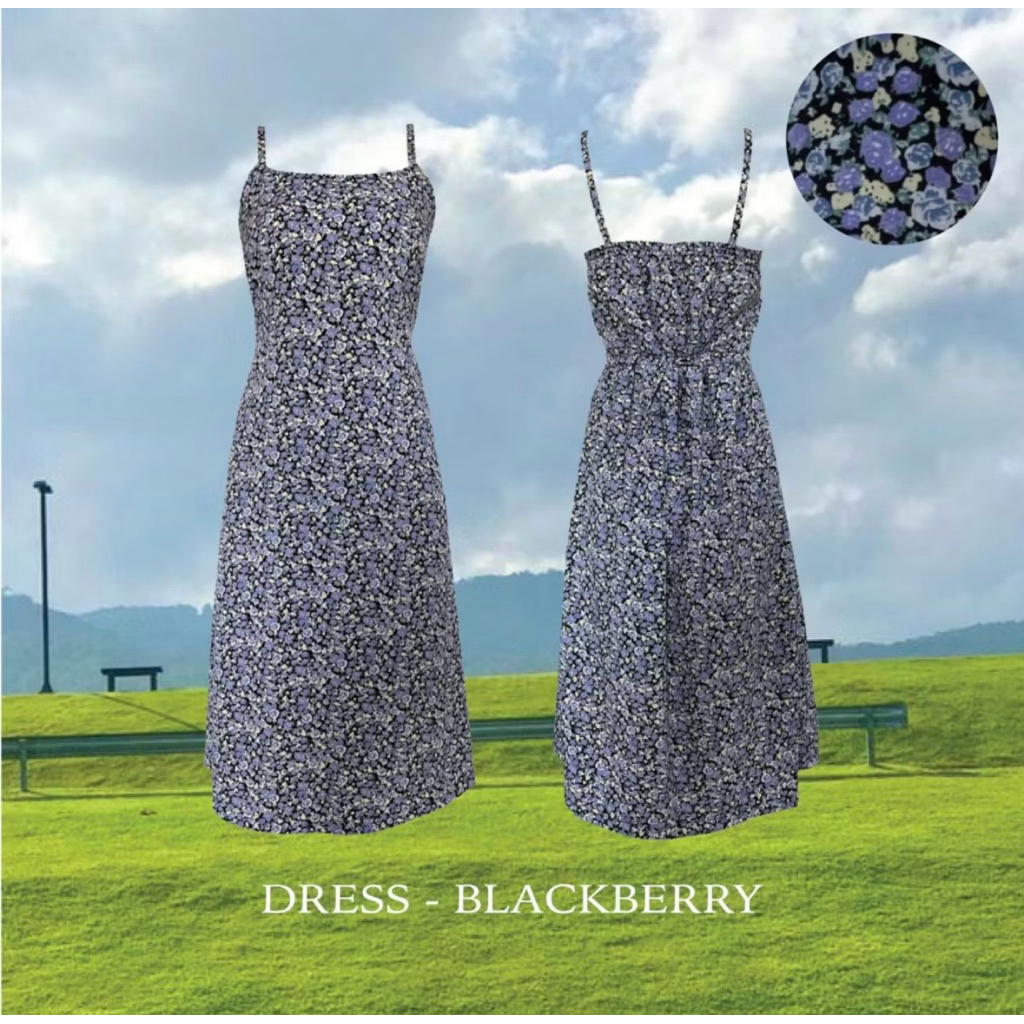 พร้อมส่ง 🪐 Pokee Peeko - floral dress blackberry size M เดรส ลายดอกไม้