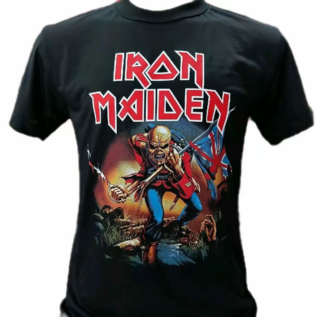 เสื้อวงIron​ ​Maiden​ ผ้าบาง วินเทจ คอกลม สีดำ ผู้ชาย ผู้หญิง