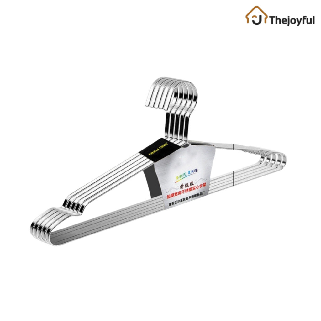 Thejoyful ไม้แขวนเสื้อ สแตนเลส ไม้แขวนเสื้อสีเงิน hanger แพ็ค 5ชิ้น สีเงิน ไม่เป็นสนิม แข็งแรง