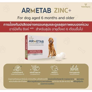 อาหารเสริมกำจัดเห็บหมัดสุนัขและแมว *อาร์มีแท็บซิงค์พลัส*(ARMETAB ZINC+) กำจัดเห็บหมัดหมาแมว 1กล่องบรรจุ12เม็ด