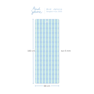 And Jolene Suede Yoga Mat เสื่อโยคะ เสื่อออกกำลังกาย หนา 5mm | Signature สีฟ้า Free Yoga Strap