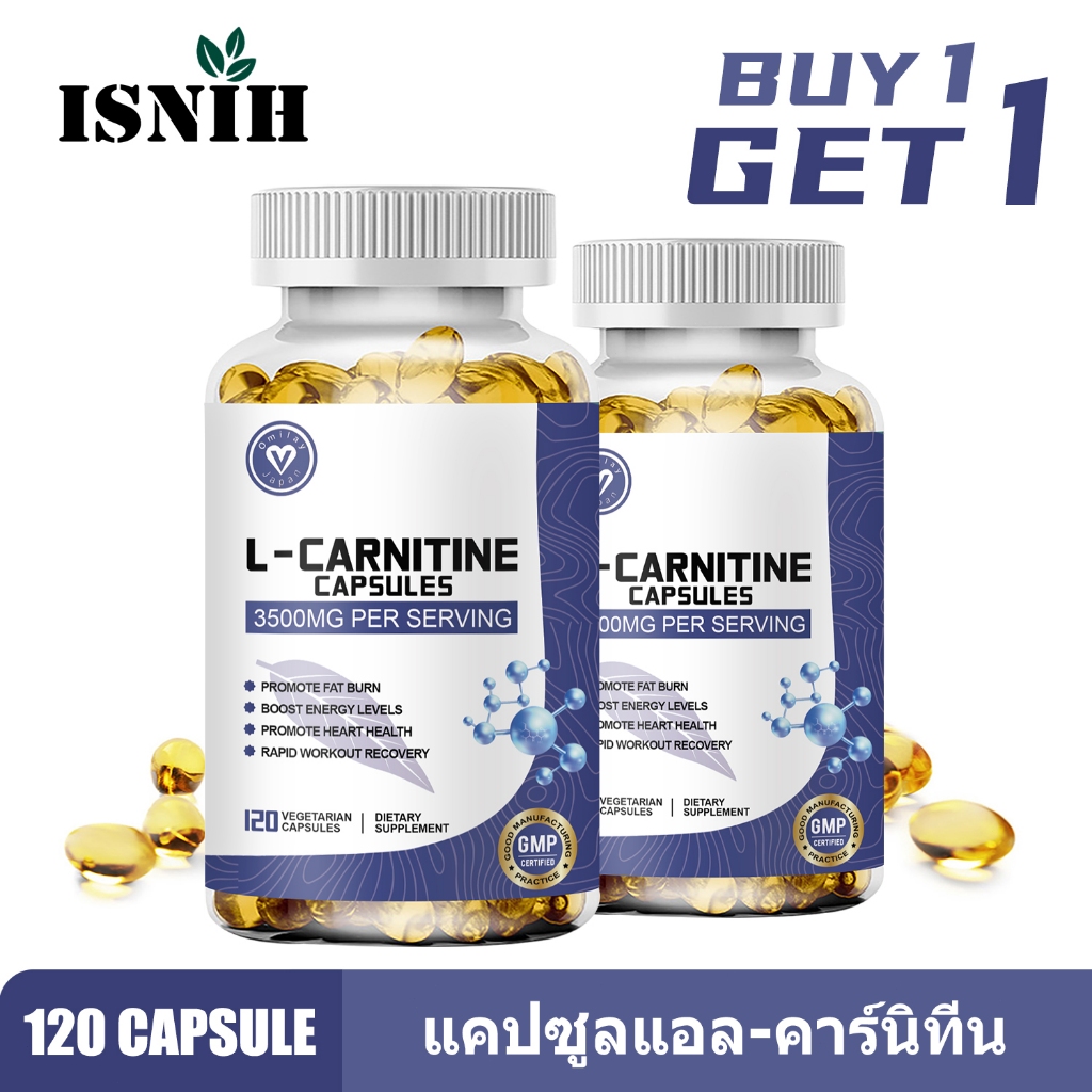 ISNIH แอลคาร์นิทีน 3500mg L Carnitine Capsules เพิ่มระดับพลังงาน ฟื้นตัวอย่างรวดเร็วหลังออกกําลังกาย