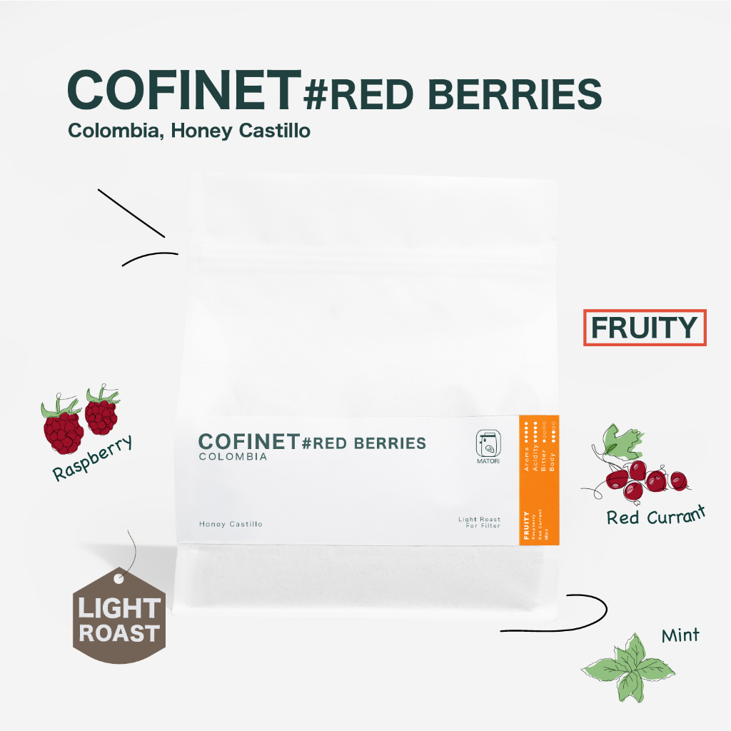 Matori Coffee Roaster เมล็ดกาแฟคั่วอ่อน Colombia, Cofinet #Red Berries Honey Castillo