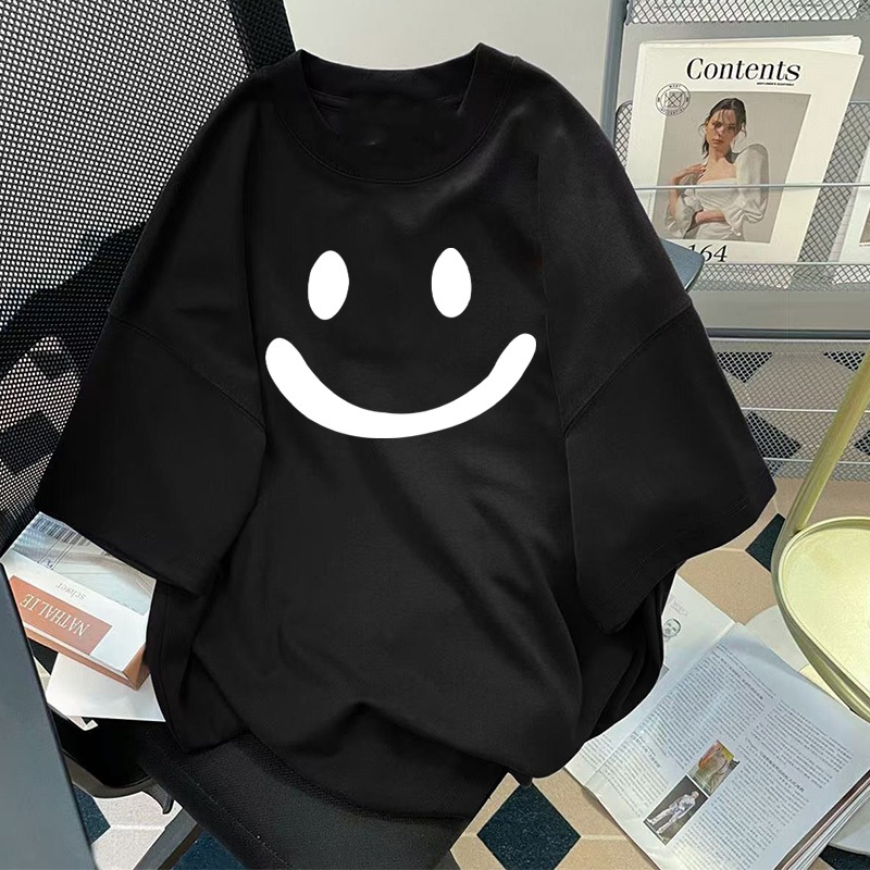 เสื้อยืดลายการ์ตูนผู้หญิงน่ารัก M-5XL Oversize เสื้อผ้าย้อนยุค เวอร์ชั่นเกาหลี พิมพ์ลายเท่ คอกลม แขนสั้น TA1-49