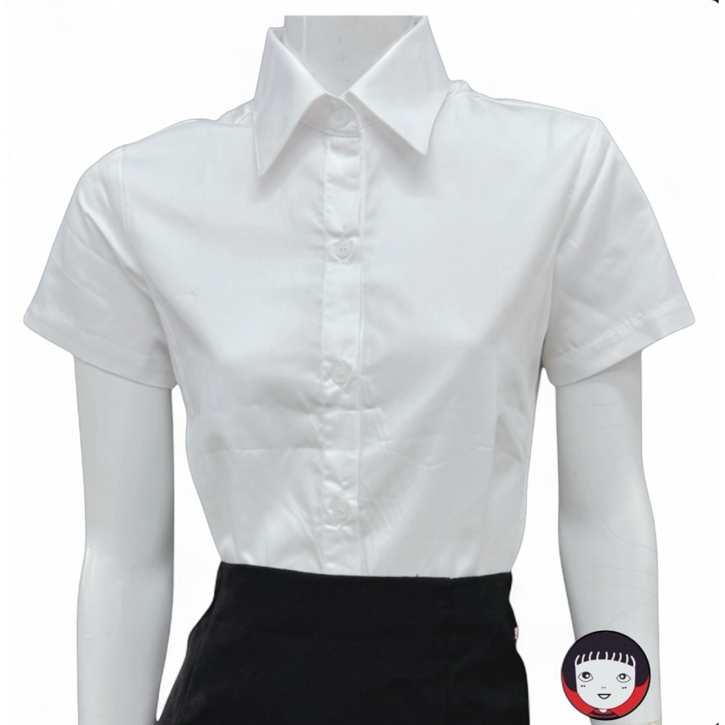 เสื้อเชิ้ตแขนสั้นผู้หญิงเข้ารูป คนทำงาน(อก 32-46)นิ้ว ไซร้S-4XL