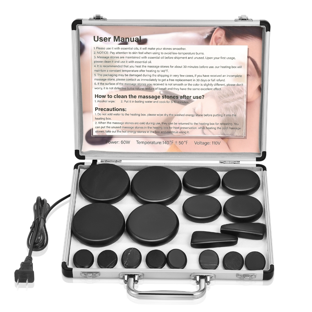 ถูกที่สุด Hot Stone Massage Set, 18 Basalt Hot Stones With Heater Kit For Professional Or Home Spa, 